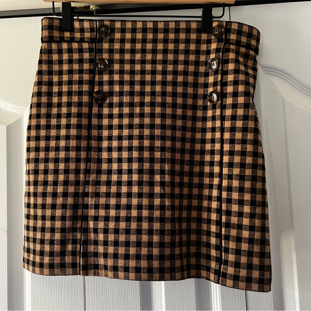 Ann Taylor Black and Tan Midi A-Line Skirt Size 10